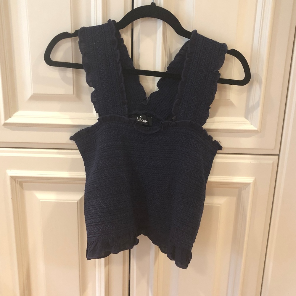 Navy Smocked Top